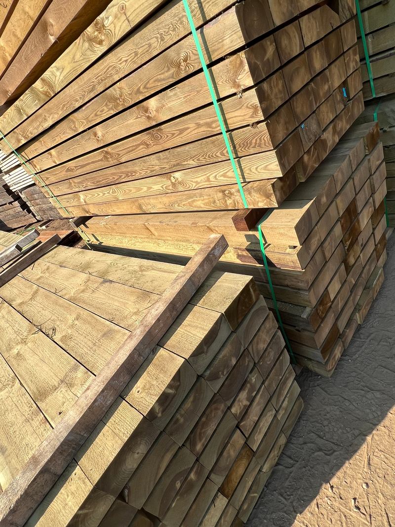 Load image into Gallery viewer, NEW Pine Tanalised UC4 Green Pressure Treated Railway Sleepers (2400m x 200mm x 100mm)
