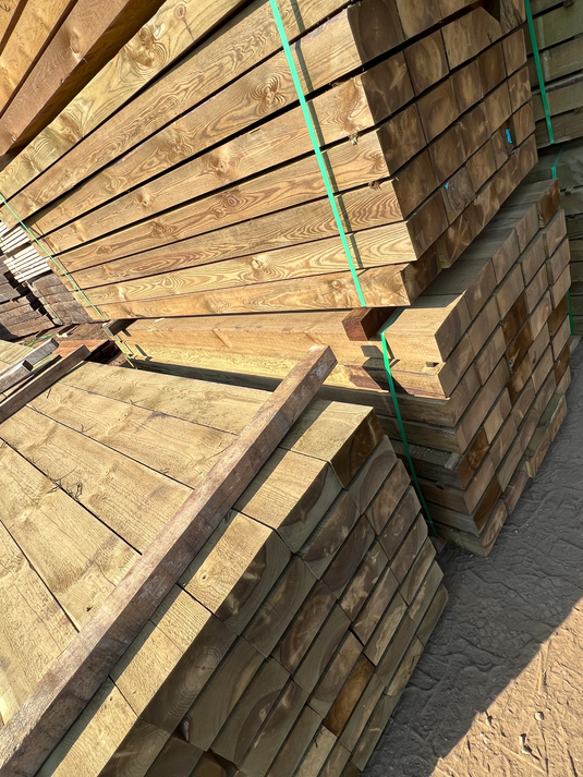 NEW Pine Tanalised UC4 Green Pressure Treated Railway Sleepers (2400m x 200mm x 100mm)