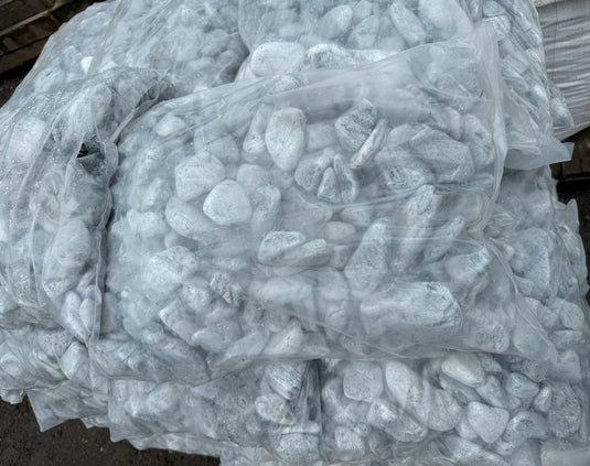 Graphite Thassos Marble Decorative Stone 30-60mm - 20kg bags