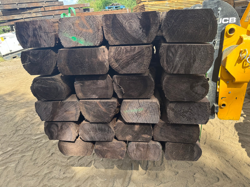 Load image into Gallery viewer, New Brown Treated Rounded Pine Railway Sleeper
