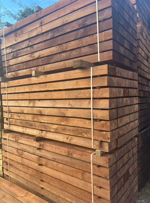 NEW Pine Tanalised UC4 Brown Pressure Treated Railway Sleepers (2400m x 200mm x 100mm)