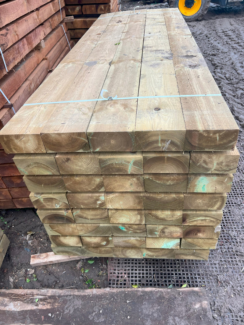 Load image into Gallery viewer, NEW Pine Tanalised UC4 Green Pressure Treated Railway Sleepers (3000m x 200mm x 100mm)
