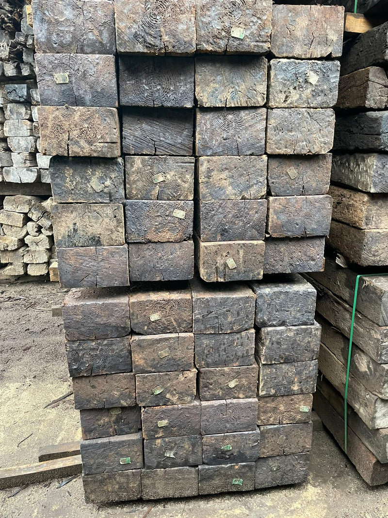 Load image into Gallery viewer, Gr A++ Reclaimed Pine Railway Sleepers (2600mm x 250mm x 150mm)
