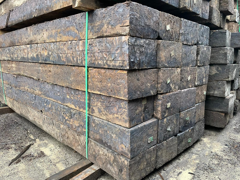 Load image into Gallery viewer, Gr A++ Reclaimed Pine Railway Sleepers (2600mm x 250mm x 150mm)
