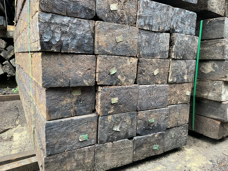 Load image into Gallery viewer, Gr A++ Reclaimed Pine Railway Sleepers (2600mm x 250mm x 150mm)
