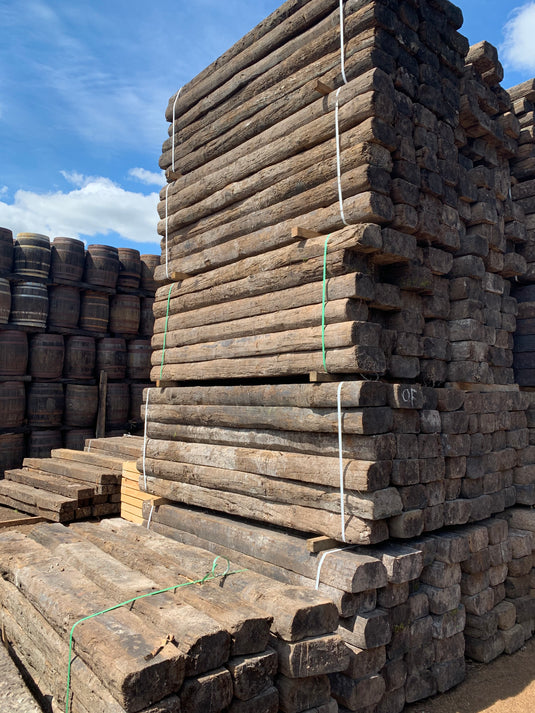 ROUNDED Reclaimed Pine Railway Sleepers (2600mm x 250mm x 150mm)