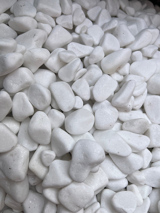 Pearl White Shimmering Pebbles 10 25mm Bulk Bag Davids Timber LTD