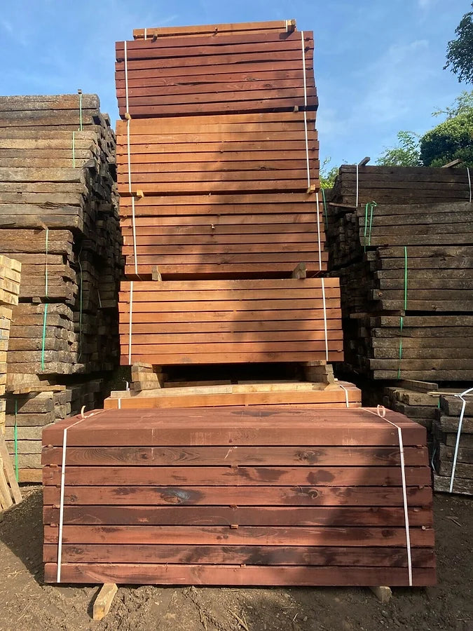 Load image into Gallery viewer, New Brown Treated Hardwood L.Oak Railway Sleepers (2400mm x 200mm x 100mm)
